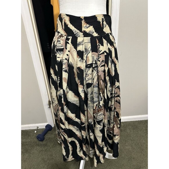Byblos Maxi Skirt Size M Casablanca Theme Pleated Linen Button Front Waist 30” - Picture 8 of 11